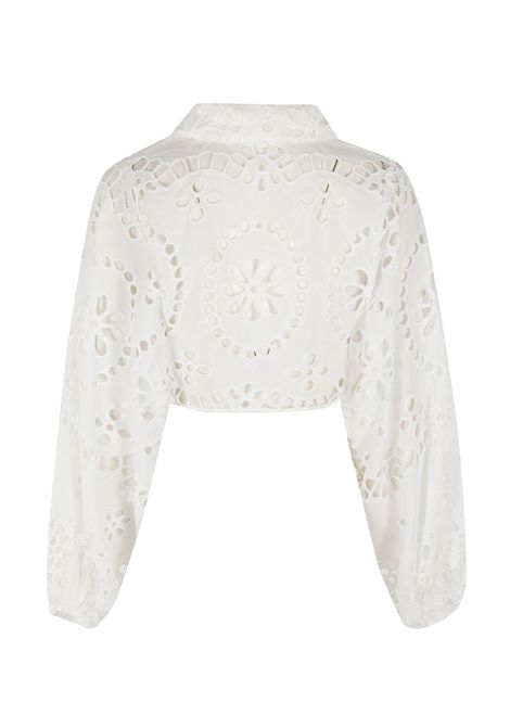 Camicia Mc2 Saint Barth Febe donna FEBE05727H Bianca pizzo sangalloelastico nodo soft fit MC2 SAINT BARTH | Camicie | FEBE05727H01